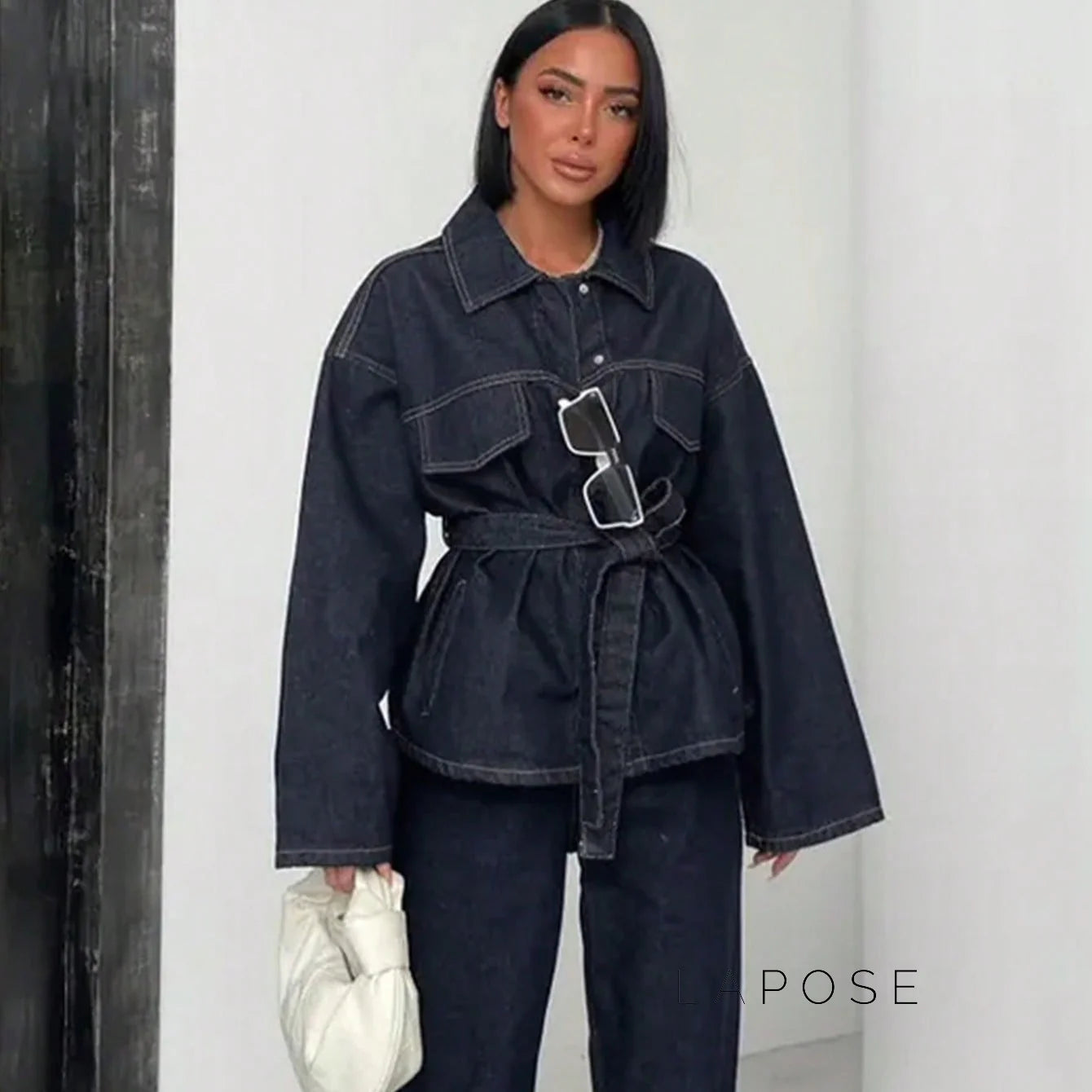 Lexie Belted Denim Jacket