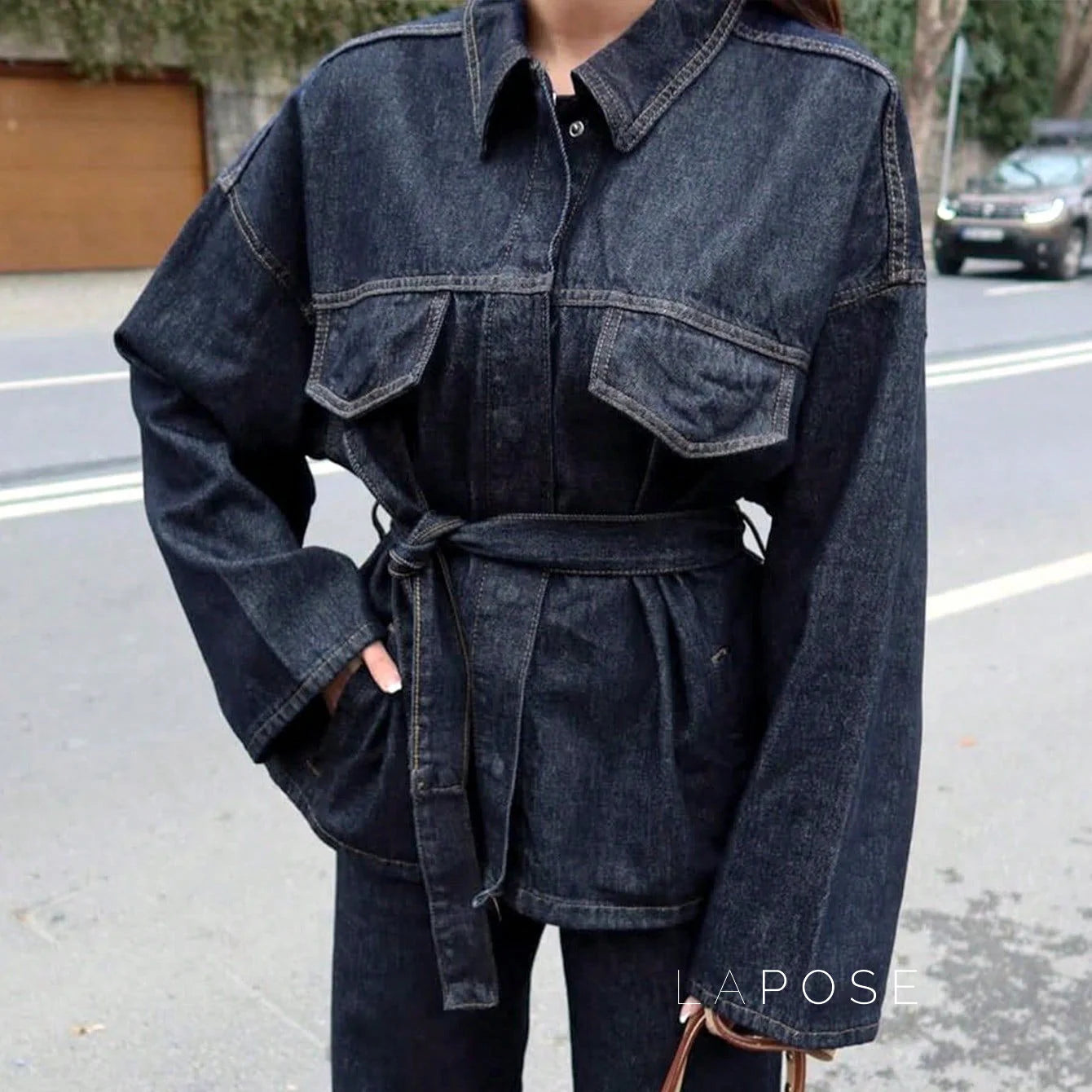 Lexie Belted Denim Jacket