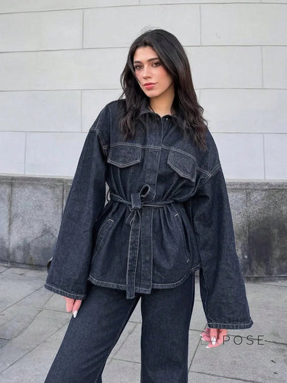 Lexie Belted Denim Jacket