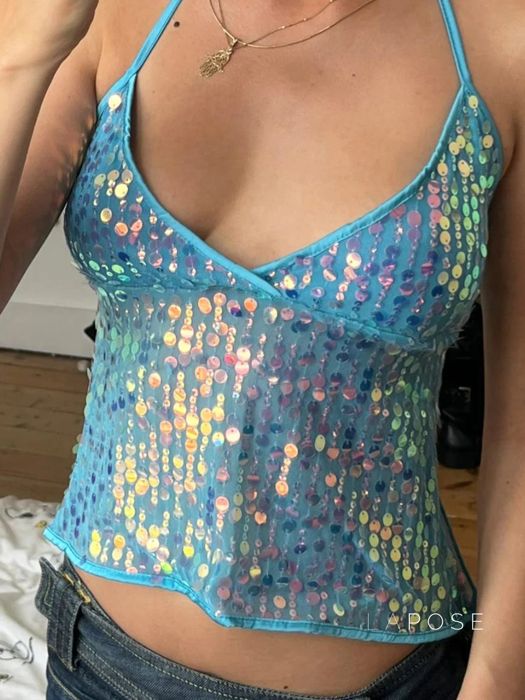 Maddalyn Sequin Strap Top