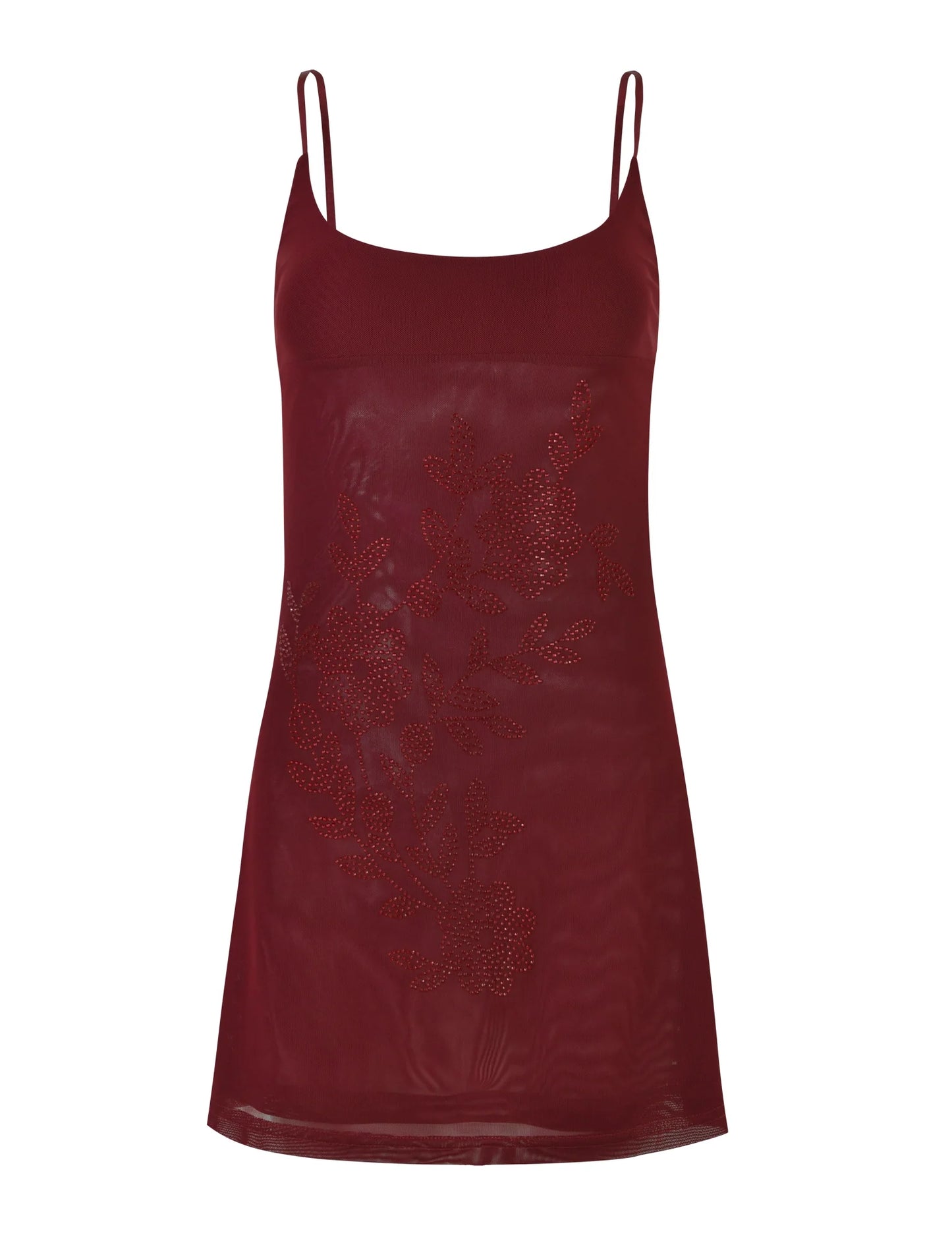 Maddisyn Diamante Mini Dress - Wine