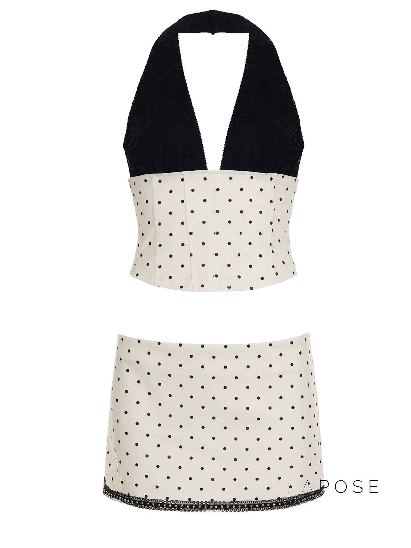 Madyson Polka Dot Halter Skirt Set