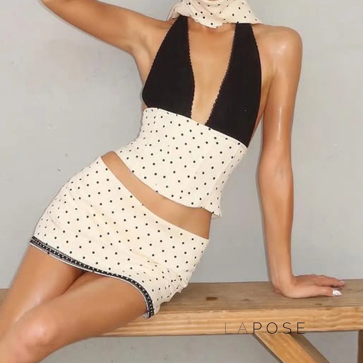 Madyson Polka Dot Halter Skirt Set