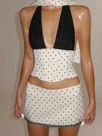 Madyson Polka Dot Halter Skirt Set