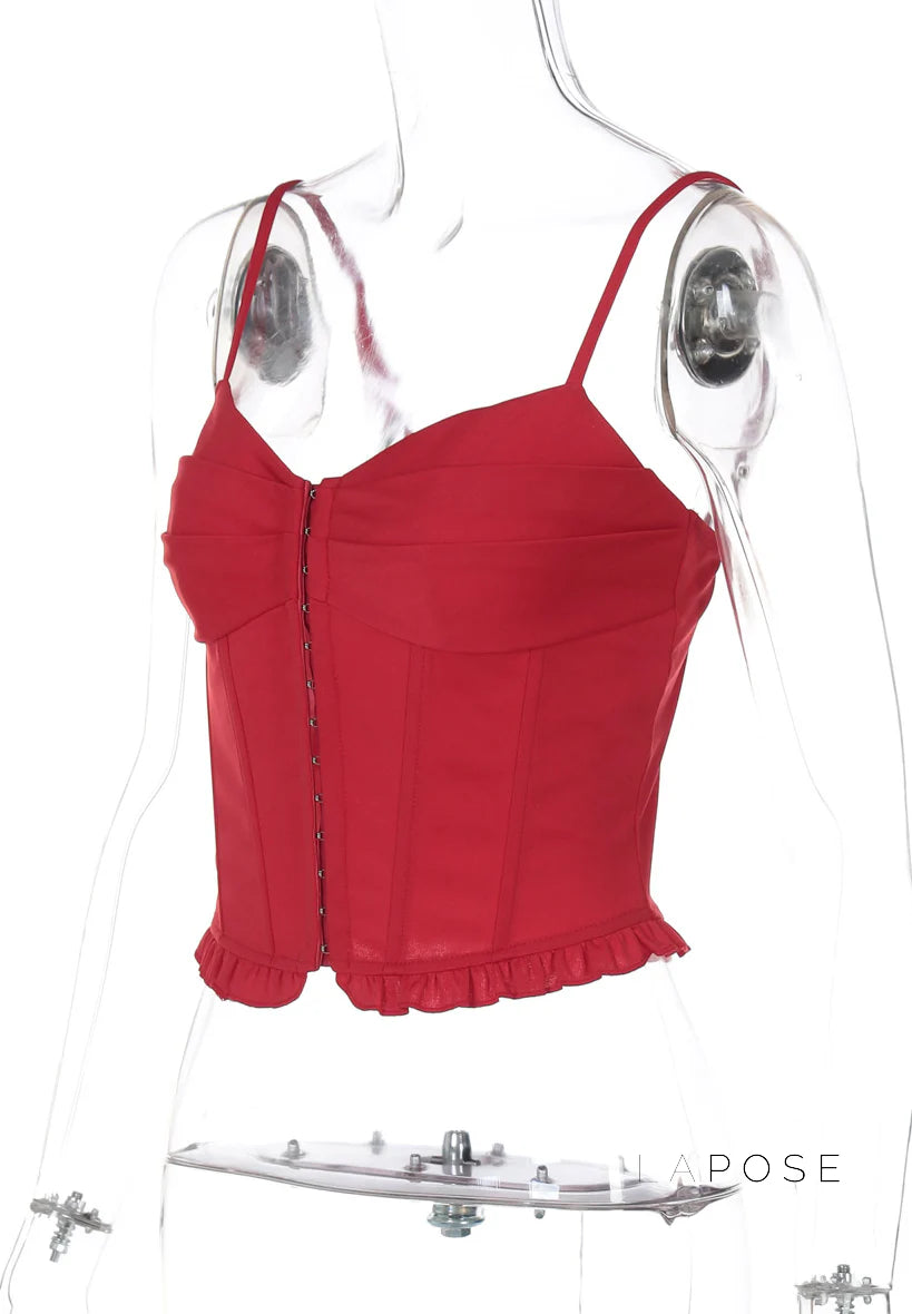 Mahina Strappy Button-Front Crop Top