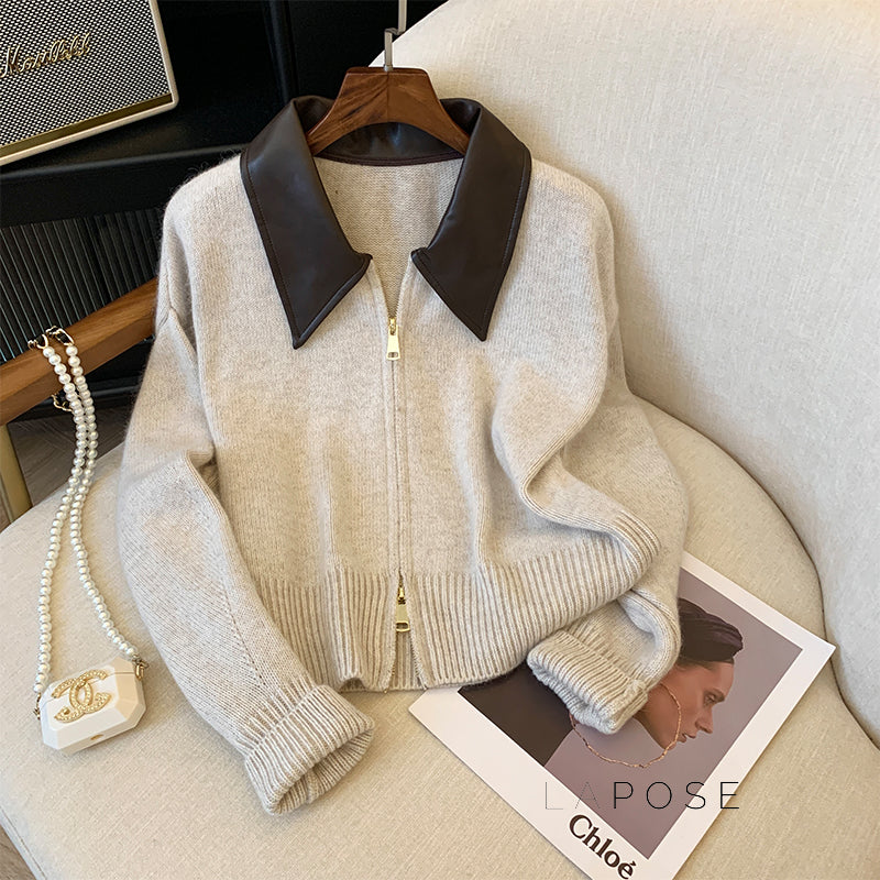 Mahogany Polo Knit Cardigan