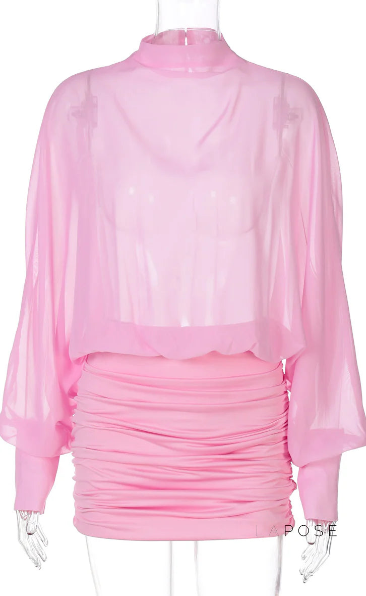 Margot Mesh Ruched Mini Dress