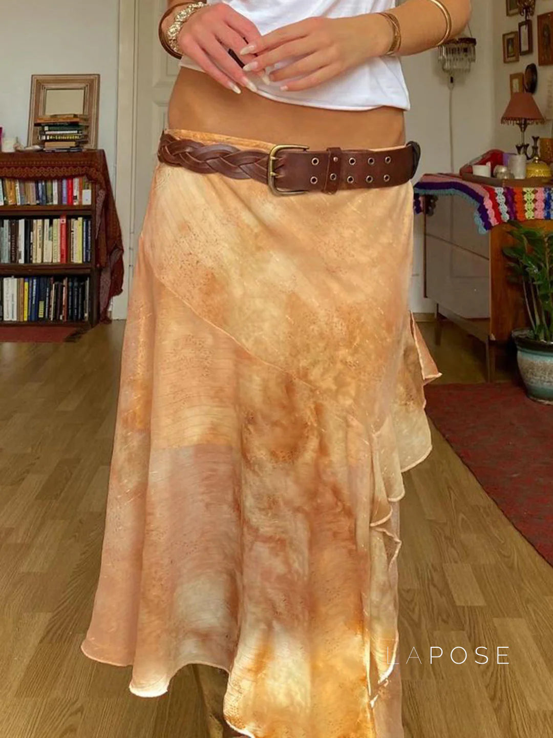 Markayla Dune Patchwork Ruffled Skirt