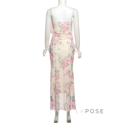 Maybree Mesh Ruffle Maxi Dress