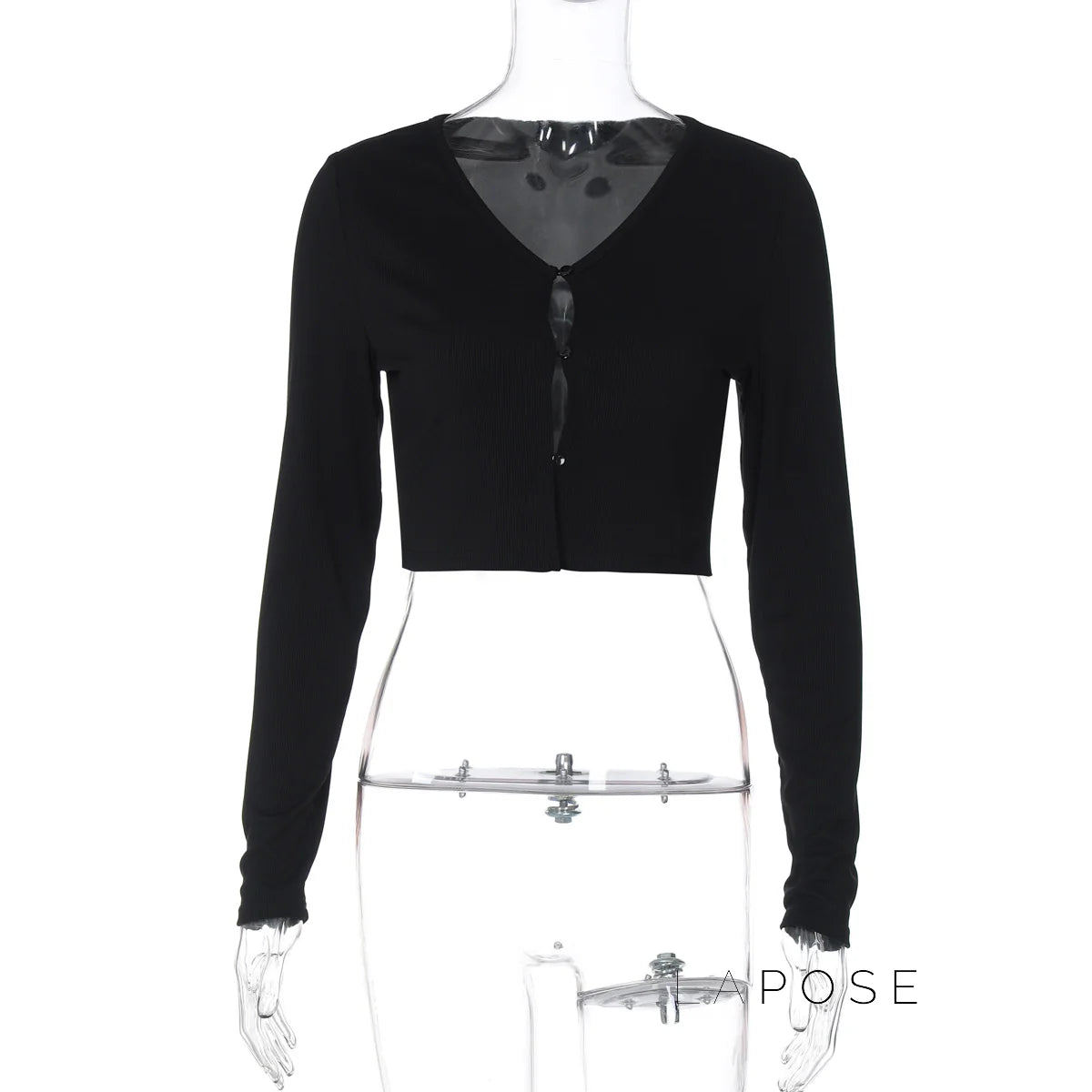 Mercedez Ribbed Button-Up Crop Top
