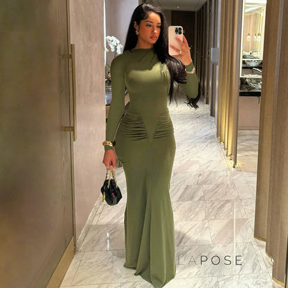Mildred Pleated Long Sleeve Dress