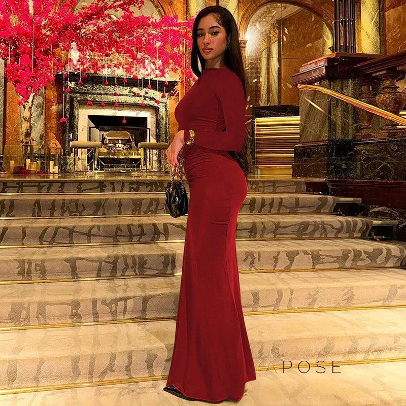 Mildred Pleated Long Sleeve Dress