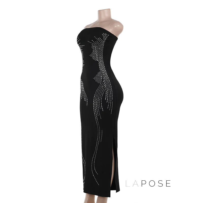 Miracle Rhinestone Slit Dress