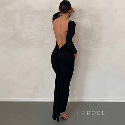 Mireille Backless Ruched Long Dress