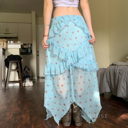 Moira Floral Ruffle Maxi Skirt