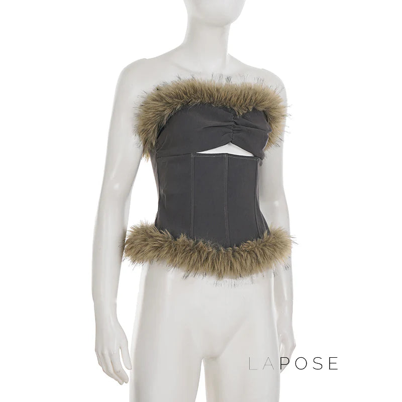 Montserrat Faux Fur Halter Top