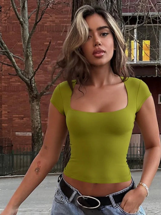 Nasra Flutter Sleeve Crop Top