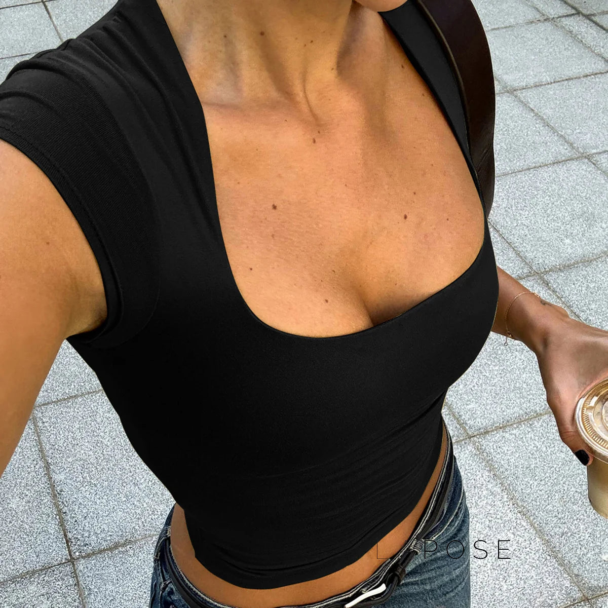 Nasra Flutter Sleeve Crop Top