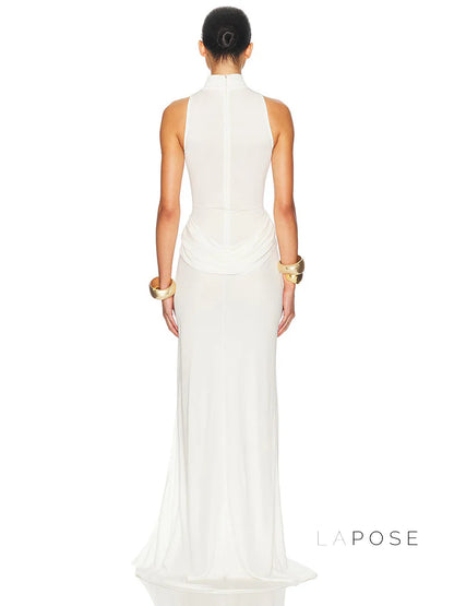 Nikole Mock Neck Ruched Maxi Dress