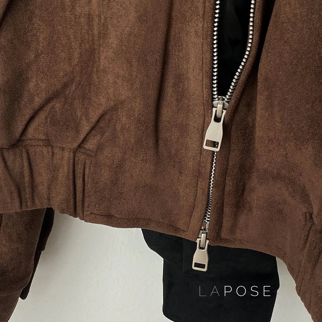 Nirvi Faux Suede Stand Collar Jacket