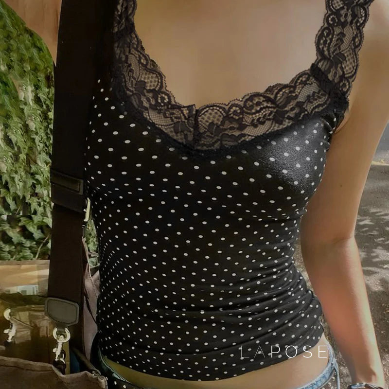 Niya Polka Dot Lace Camisole