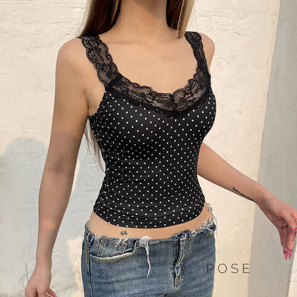 Niya Polka Dot Lace Camisole