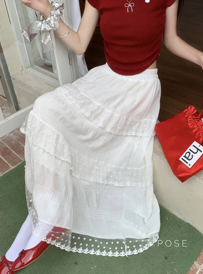 Payton White Tiered Lace Skirt