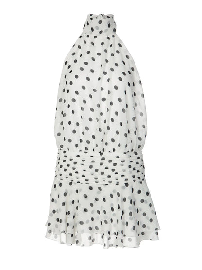 Polka Dot Halter Backless Mini Dress