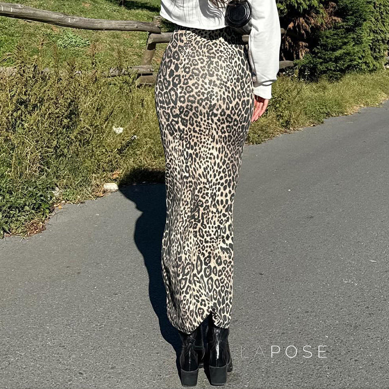 Raelee Leopard Print Maxi Skirt