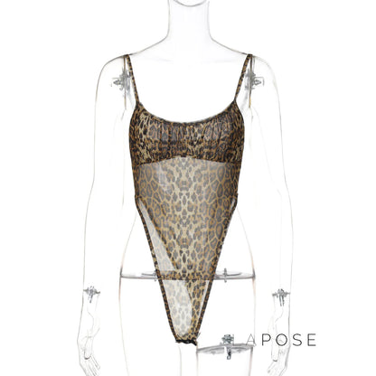 Raina Leopard Mesh Flared Set