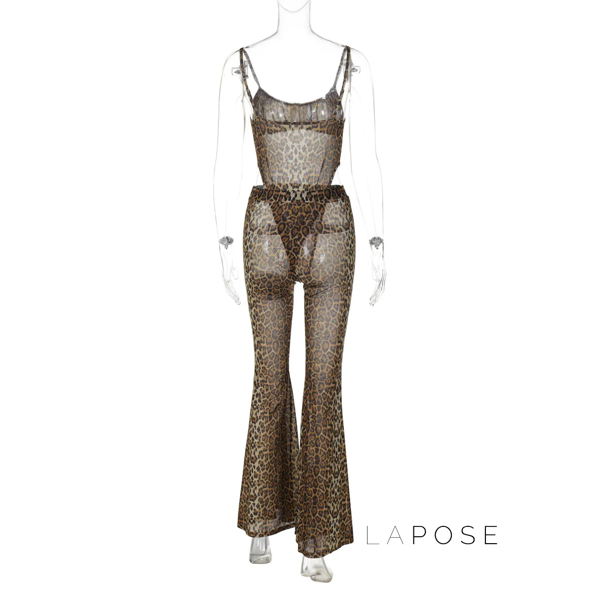 Raina Leopard Mesh Flared Set