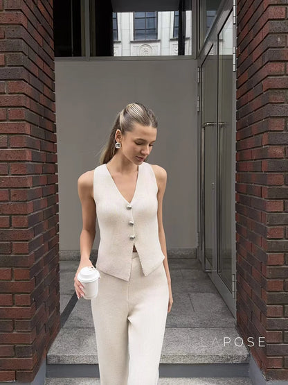 Raylee Knit V-Neck Pant Set