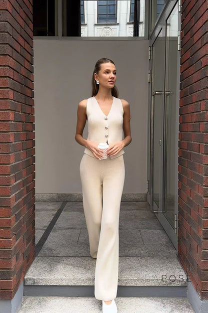 Raylee Knit V-Neck Pant Set