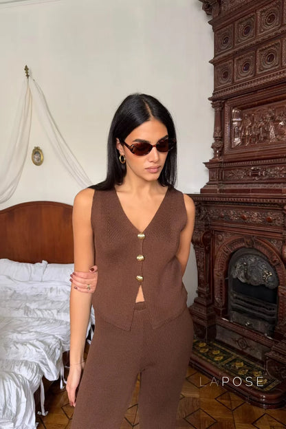 Raylee Knit V-Neck Pant Set