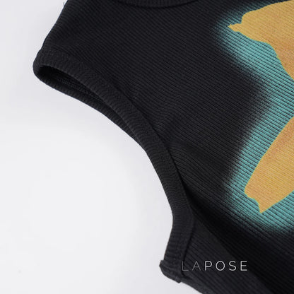 Razan Abstract Print Crop Top