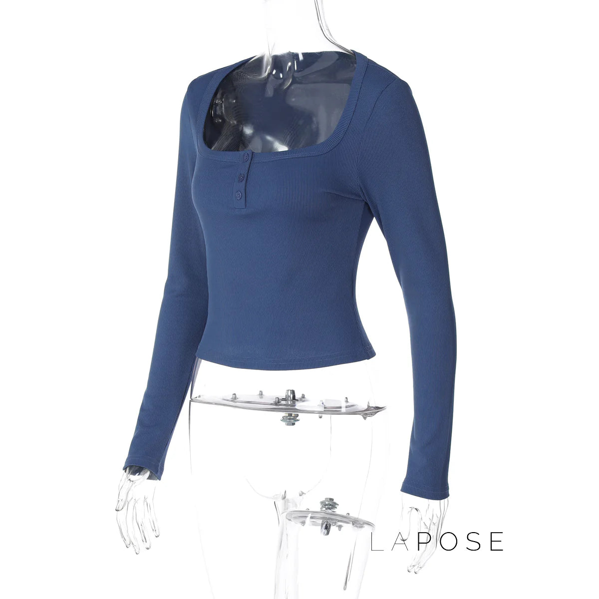 Rihanna Button-Up Square Collar Top