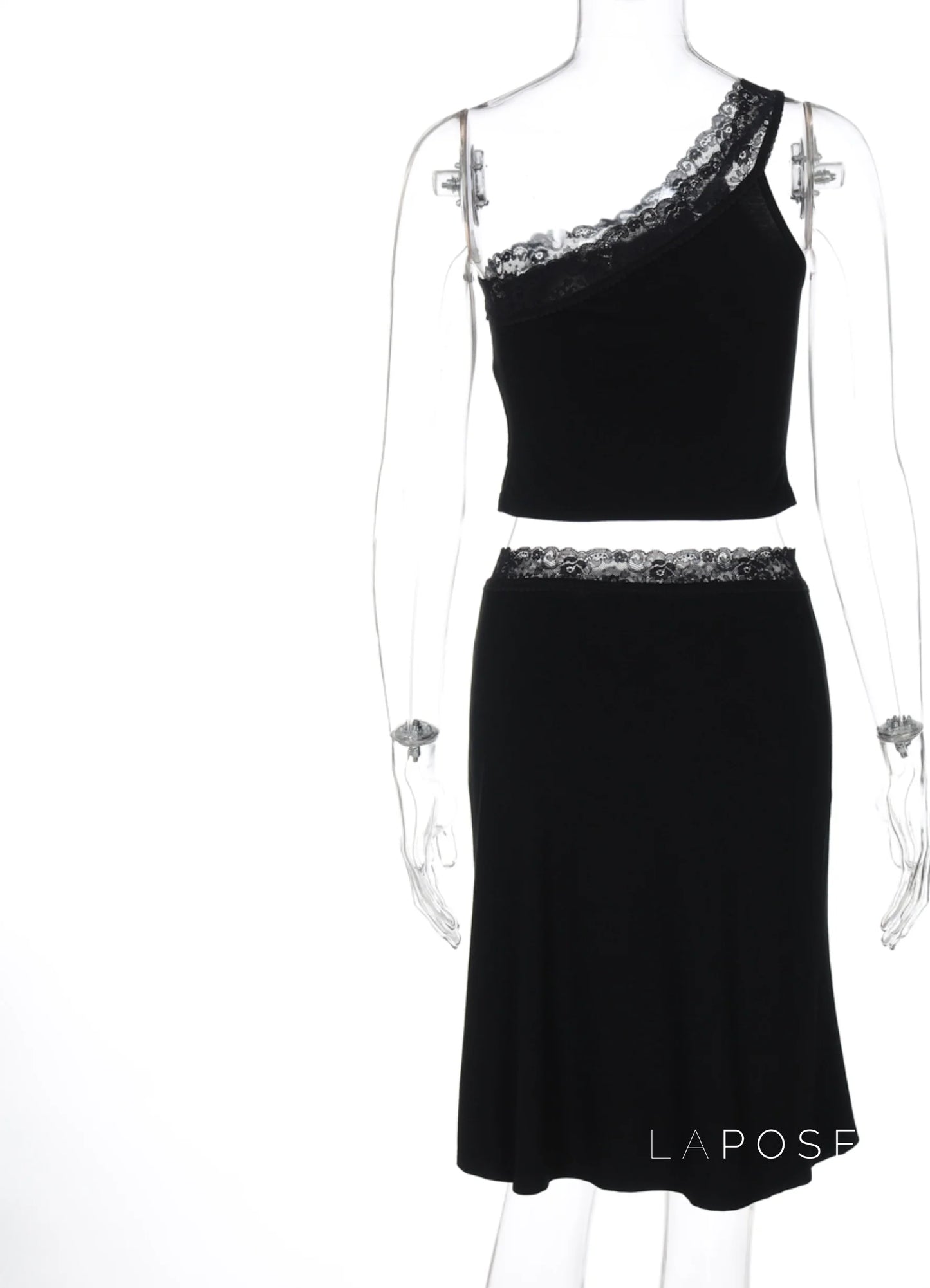 River One-Shoulder Lace Skirt Set
