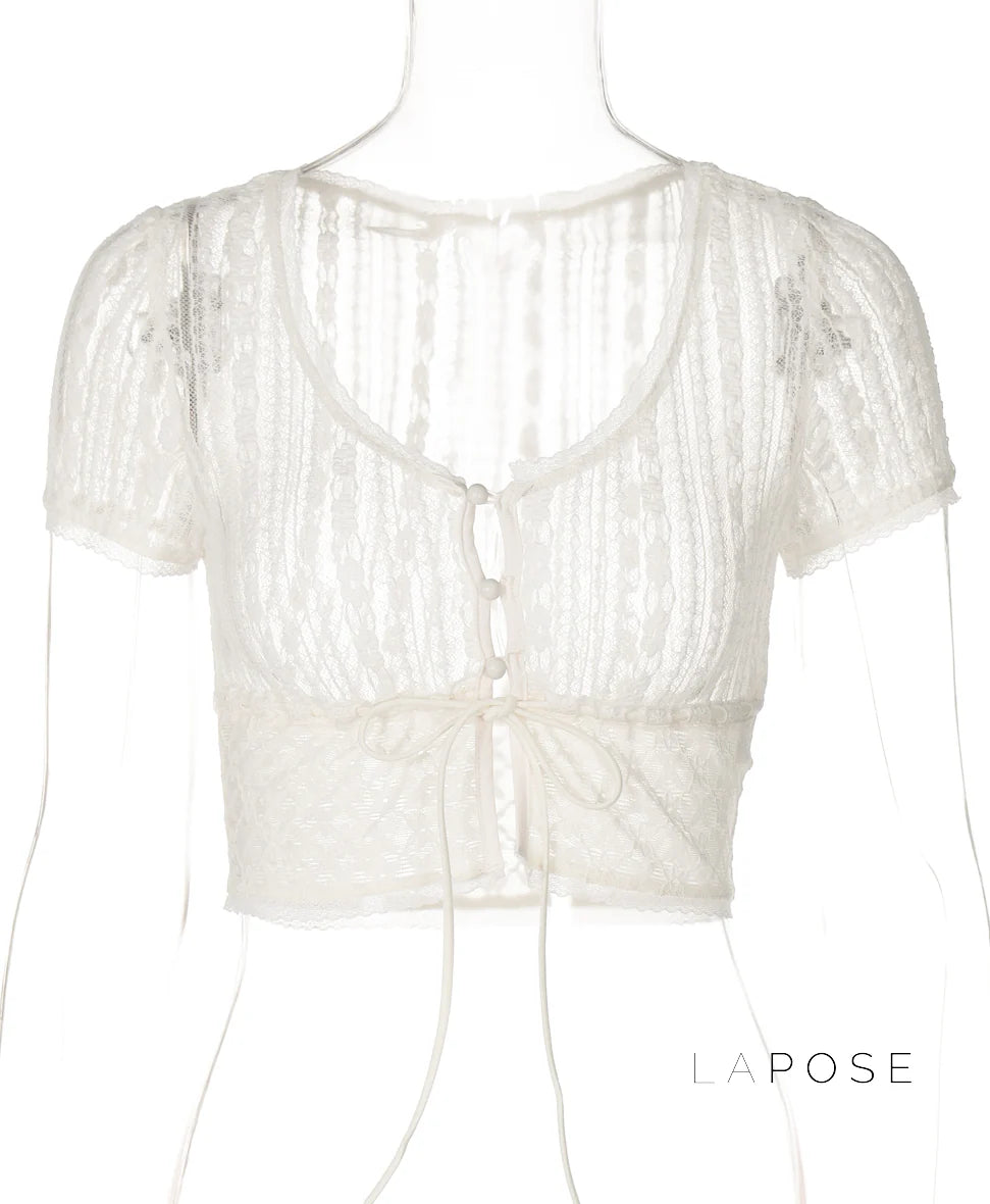 Rylann Lace Button Crop Top