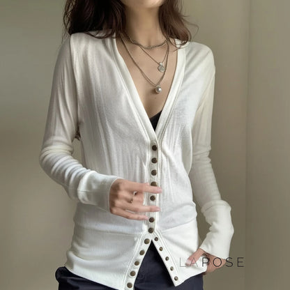 Saachi Button-Up Knit Top
