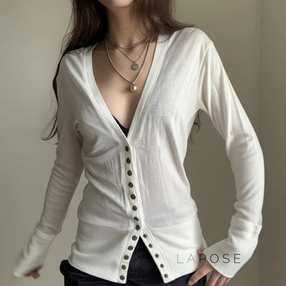 Saachi Button-Up Knit Top