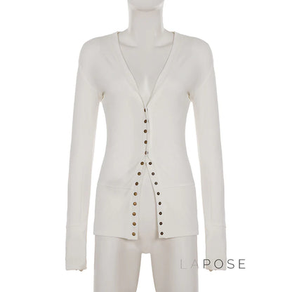 Saachi Button-Up Knit Top