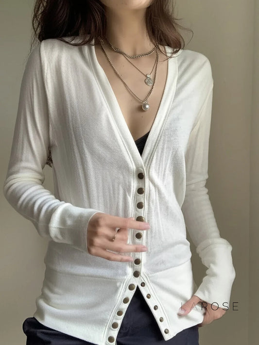 Saachi Button-Up Knit Top