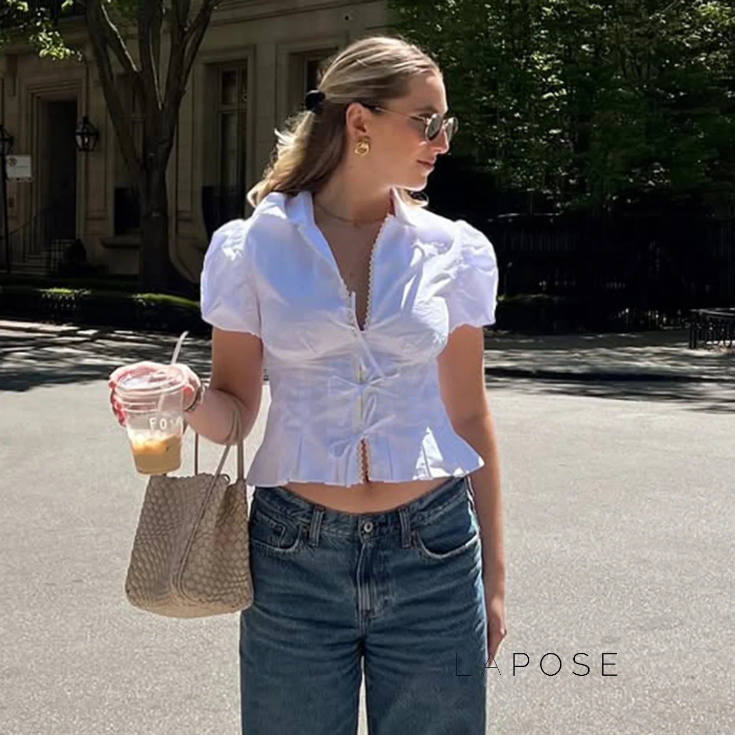 Samaria Lace Tie-Front Crop Top