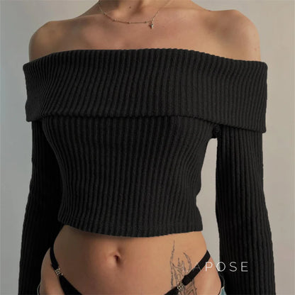 Samaria Ribbed Off Shoulder Top