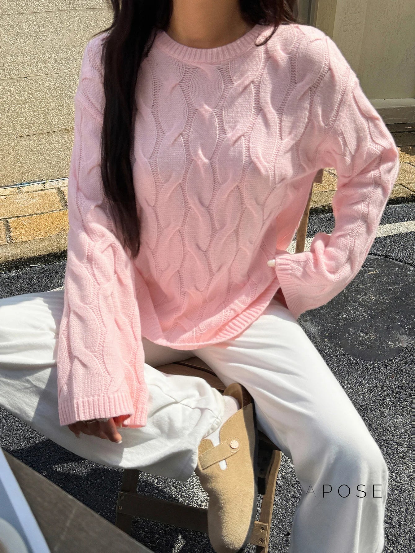 Sariya Solid Knit Crewneck Sweater