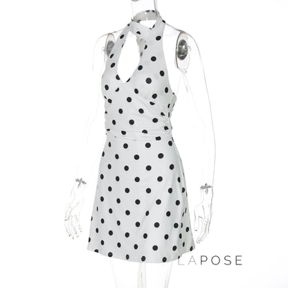 Svea Halter Polka Dot Mini Dress