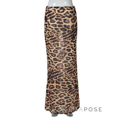 Talayah Leopard Mesh Maxi Skirt