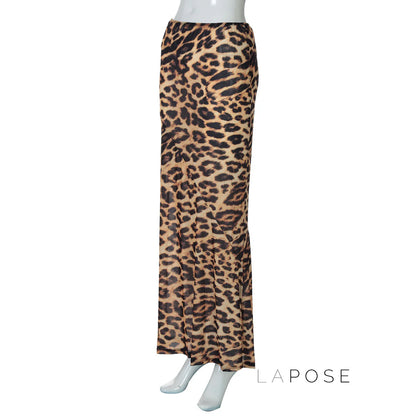 Talayah Leopard Mesh Maxi Skirt