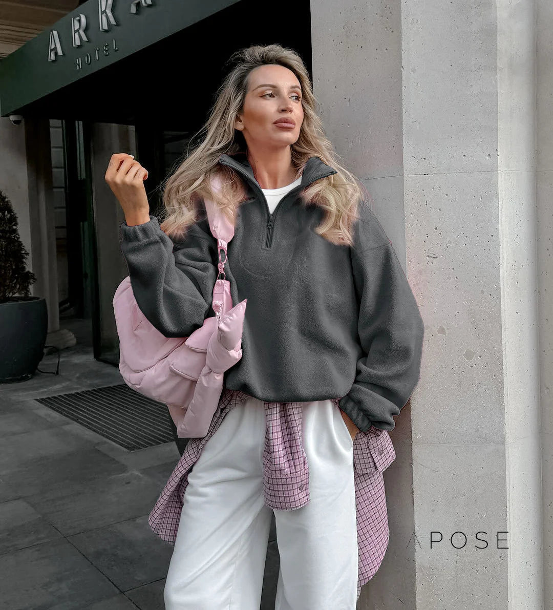 Talya Long Sleeve Polo Sweatshirt