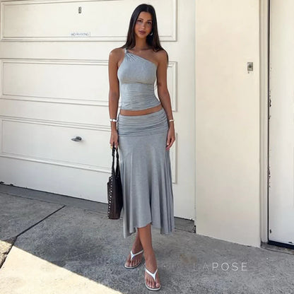 Taryn Ribbed Twist Skirt Set